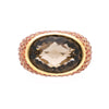 13.50 Carat Checkerboard Smoky Topaz & Orange Sapphire Pave Dome 14K Gold Ring