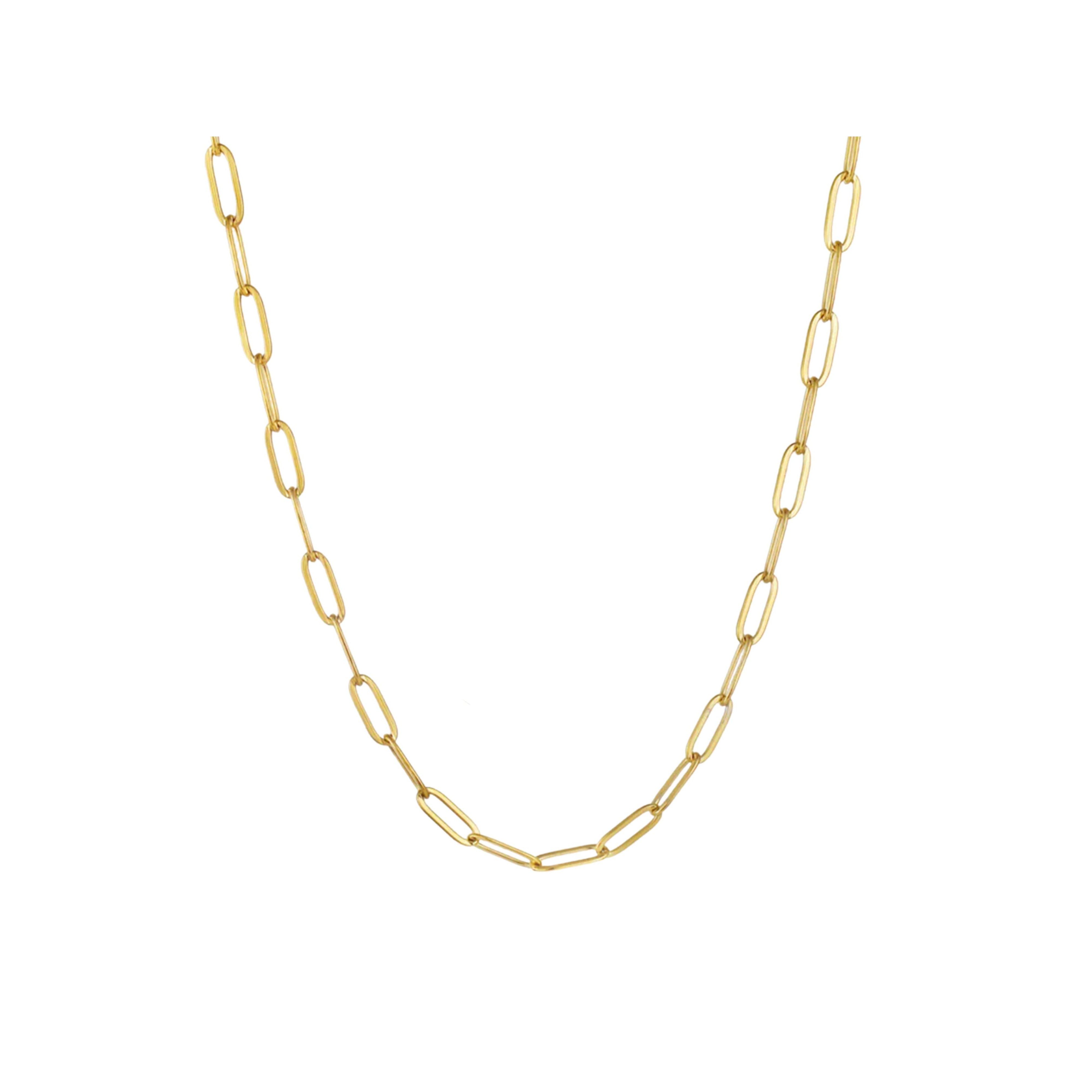 14K Gold 3.8MM 16 Inch Paper Clip Chain Necklace