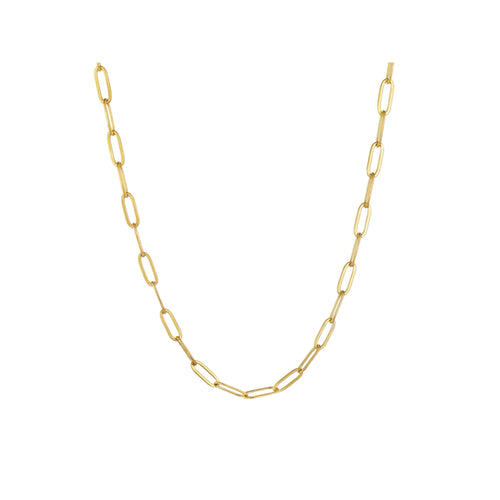 14K Gold 3.8MM 16 Inch Paper Clip Chain Necklace