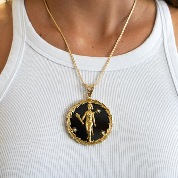 14K Gold Christian Medallion "Cupid" and Black Onyx Medallion Pendant – Assay Jewelers