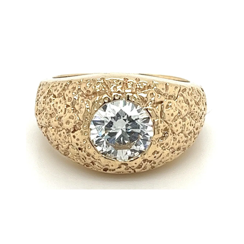 14K Gold Nugget Style 2 Carat Lab Grown Diamond Men's Ring