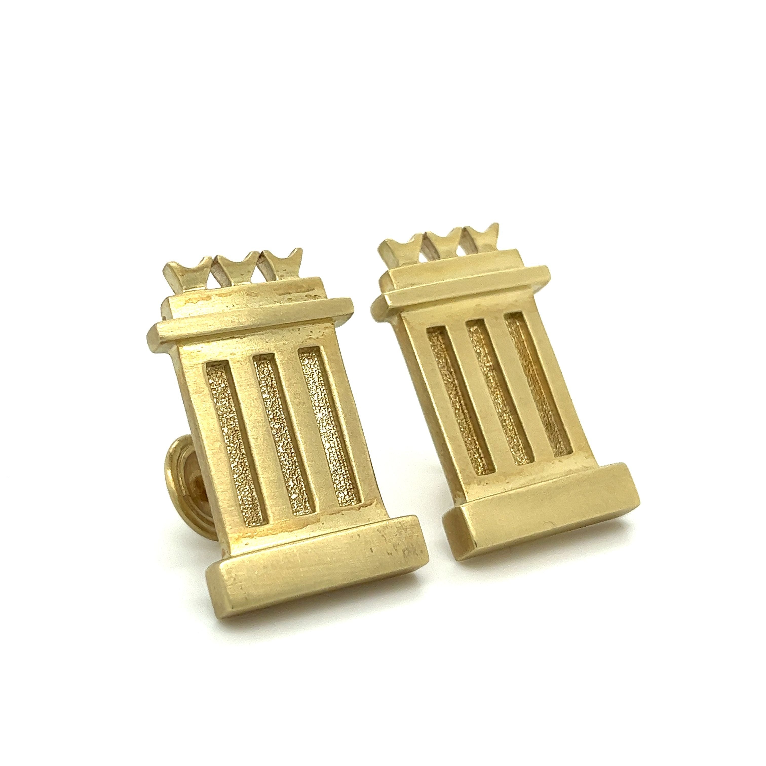 14K Solid Brushed Gold Signed Mignon Faget signed Cuff Links-Cufflinks-ASSAY