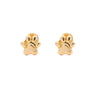 14K Solid Gold Dog Paw Stud Earrings On Screw Back