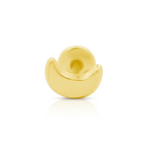 14K Solid Gold Half-Moon Tiny Stud Earrings On Screw Back