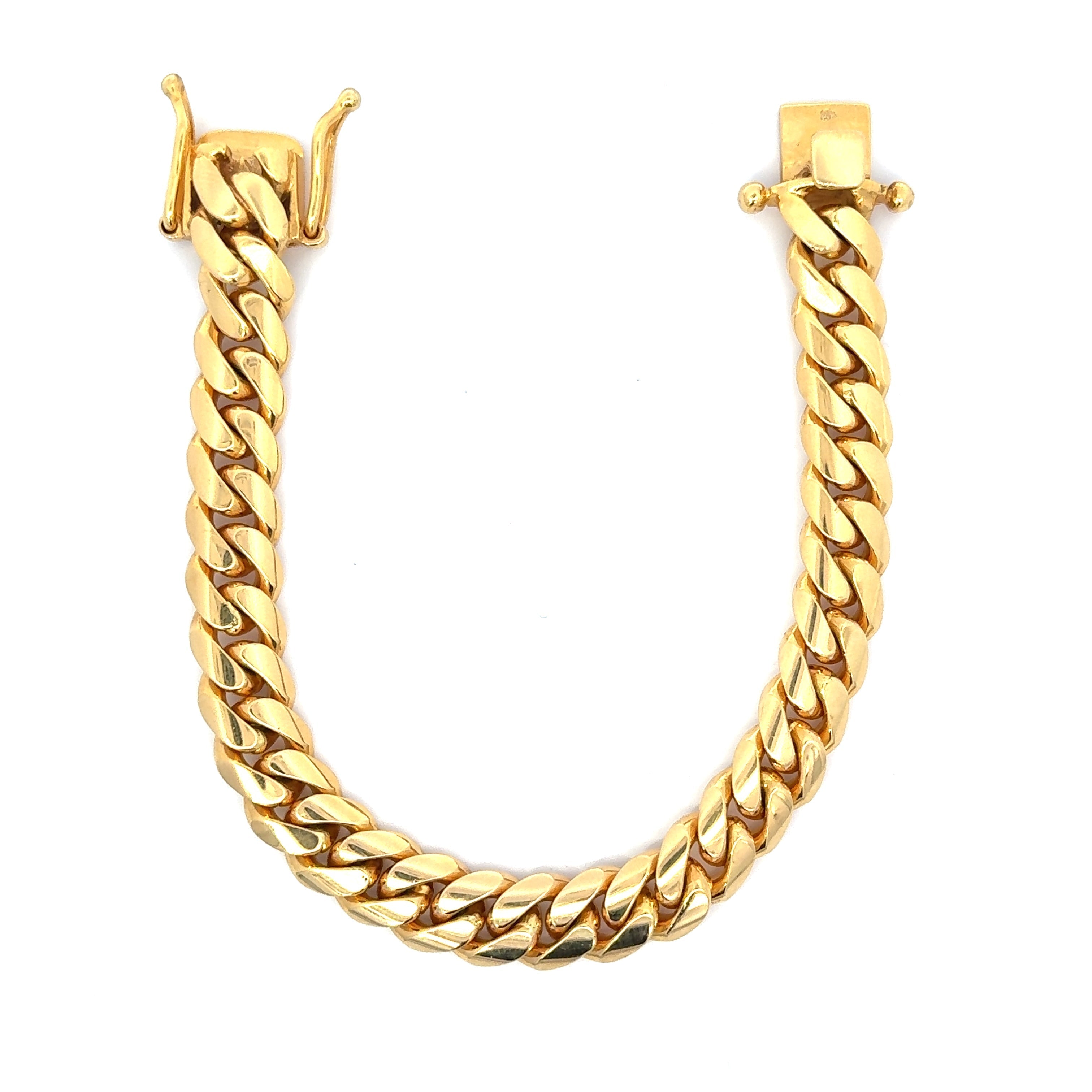 14K Solid Gold Miami Cuban Link Chain Bracelet | 4-21.5MM, 6-10"