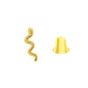 14K Solid Gold Snake Stud Earrings In Screw Back Closure