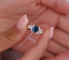 14K White Gold 1.56 Carat Oval Blue Sapphire and Invisible Cluster Diamond Ring-Rings-ASSAY