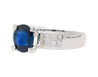 14K White Gold 1.56 Carat Oval Blue Sapphire and Invisible Cluster Diamond Ring