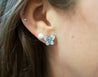 14K White Gold Butterfly Motif Blue & White Diamond Pave Stud Earring