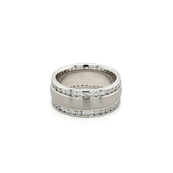 14K White Gold Double Row Diamond Band With Brushed Matte Finish Center – Assay Jewelers