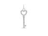 14K White Gold Natural Diamond Key To My Heart Pendant Necklace