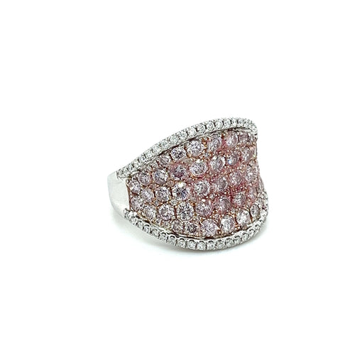 14K White Gold Pink Diamond Micro Pave Ring