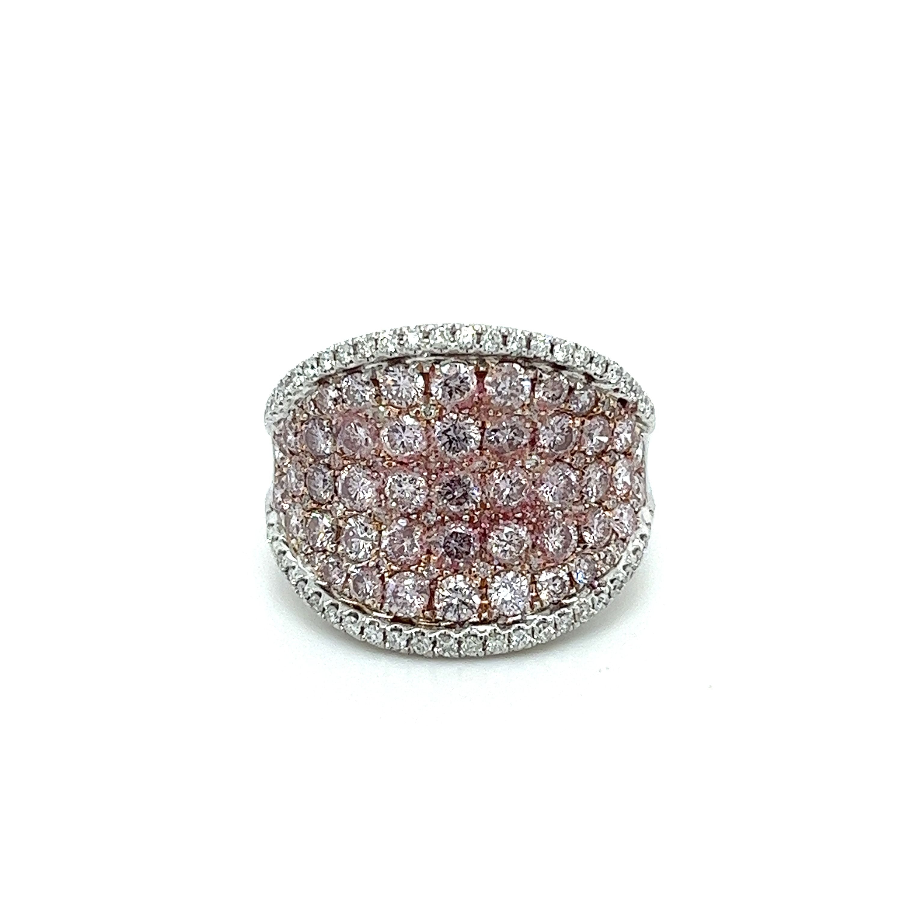 14K White Gold Pink Diamond Micro Pave Ring-Diamond Ring-ASSAY