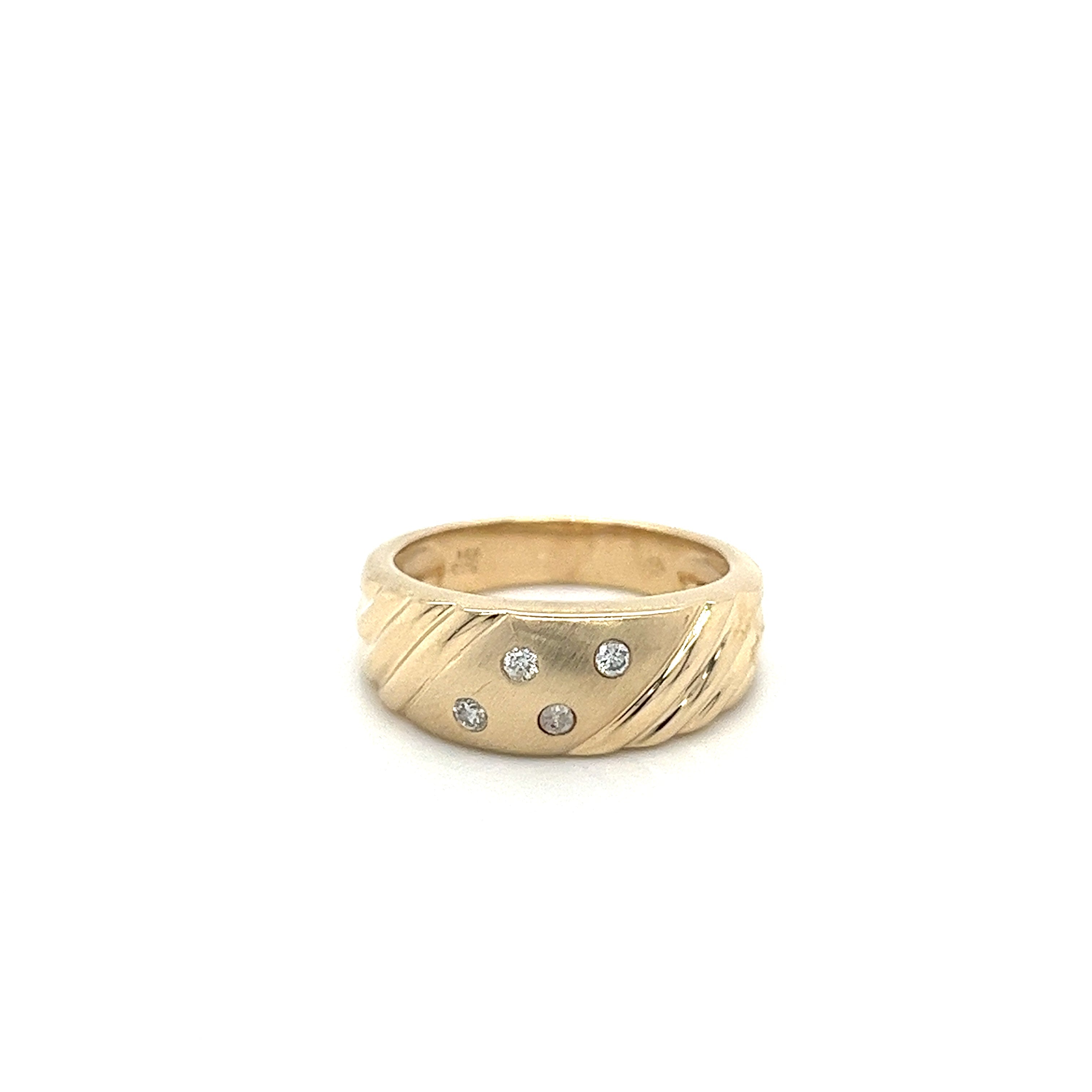 14K Yellow Gold Floating Diamond Textured and Matte Finished Ring Shank-Rings-ASSAY