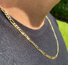 14K Yellow Gold Gold Figaro Chain Men's Necklace 19.5-24 Inches