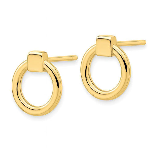 14K Yellow Gold Open Circle Post Earrings
