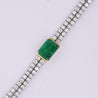 14.47 Carat Emerald Center and Diamond 2 Strand Tennis Bracelet