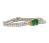 14.47 Carat Emerald Center and Diamond 2 Strand Tennis Bracelet