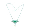 14.89 Carat Minor Oil Colombian Emerald & Green Gold Enamel Art Nouveau Necklace