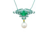 14.89 Carat Minor Oil Colombian Emerald & Green Gold Enamel Art Nouveau Necklace