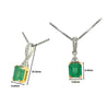 14k Gold Colombian Emerald and 3 Round Diamond Top Pendant Necklace