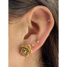 14k Solid Gold Flower and Diamond Stud Earrings - ASSAY