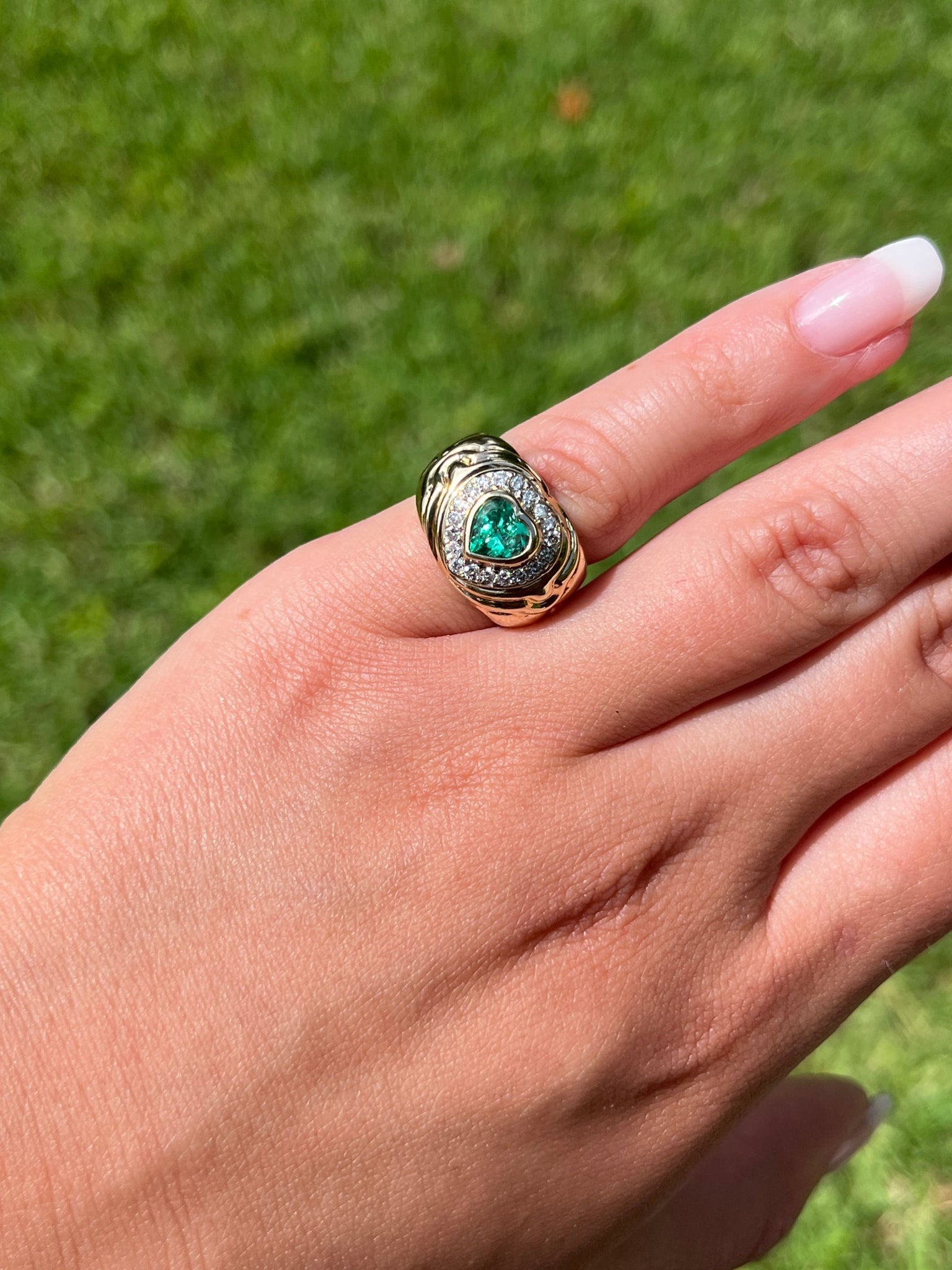 Handcrafted In Solid Gold Emerald Signet Ring