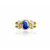 14k Solid Gold Split Shank Oval Cut Blue Sapphire Ring