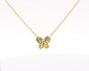 14k Solid Yellow Gold Tsavorite Butterfly Charm Floating Pendant Necklace-Necklace-ASSAY