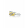 14k White and Yellow Gold Striped Mens Diamond Cluster Ring - ASSAY