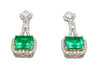 15 Carat Colombian Minor Oil Emerald & Diamond Dangle Earrings in 18K White Gold