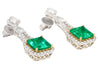 15 Carat Colombian Minor Oil Emerald & Diamond Dangle Earrings in 18K White Gold