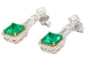 15 Carat Colombian Minor Oil Emerald & Diamond Dangle Earrings in 18K White Gold