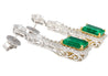 15 Carat Colombian Minor Oil Emerald & Diamond Dangle Earrings in 18K White Gold