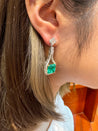 15 Carat Colombian Minor Oil Emerald & Diamond Dangle Earrings in 18K White Gold