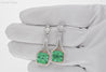 15 Carat Colombian Minor Oil Emerald & Diamond Dangle Earrings in 18K White Gold