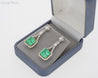 15 Carat Colombian Minor Oil Emerald & Diamond Dangle Earrings in 18K White Gold