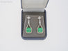 15 Carat Colombian Minor Oil Emerald & Diamond Dangle Earrings in 18K White Gold