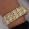 15 Carat Yellow & White Round Cut Diamond in 18K Cuff Bangle