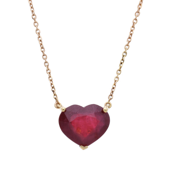 15.35 Carat Heart Ruby 18K Rose Gold Prong Stud Earring & Pendant Necklace Set