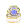 15.62 Carat Tanzanite, Peridot, Diamond Halo 18K White Gold Cluster Ring