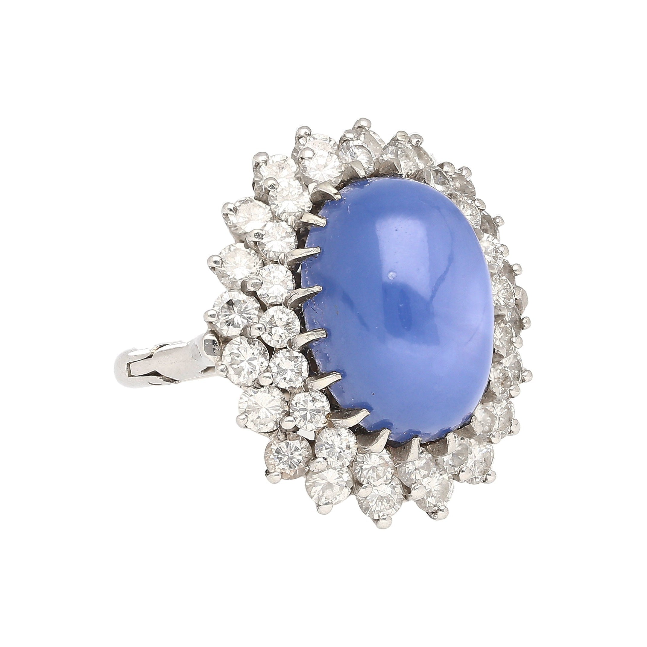 16.30 Carat No Heat Lavender Blue Star-Sapphire in Platinum and 18K Ring-Rings-ASSAY