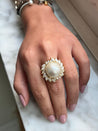 16mm South Sea Pearl and Marquise Cut Diamond Halo in 18k Gold Ring