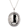 17.59 Carat White Opal & Diamond Halo Milgrain 18K White Gold Vintage Pendant