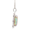 17.59 Carat White Opal & Diamond Halo Milgrain 18K White Gold Vintage Pendant