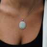 17.59 Carat White Opal & Diamond Halo Milgrain 18K White Gold Vintage Pendant