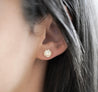 18K Gold 0.72 Carat Natural Diamond Cluster Illusion Set Round Stud Earrings