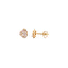 18K Gold 0.72 Carat Natural Diamond Cluster Illusion Set Round Stud Earrings