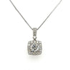 18K Gold 1CT Round Lab Grown Diamond Pendant Necklace With Diamond Halo-Necklaces-ASSAY