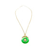 18K Gold Jadeite Jade Disc Pendant Necklace with Circular Jade and Baguette With Round Cut Diamonds-Necklace-ASSAY